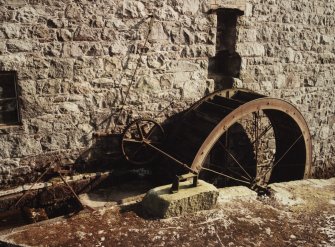 Detail of threshing barn waterwheel.