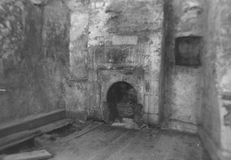 Interior.
Second floor, view of wall with fireplace.