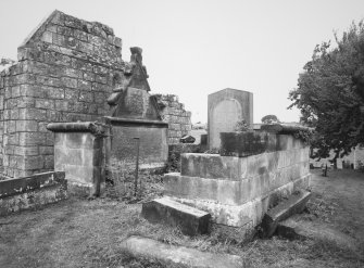 Burial enclosure to East of East gable of church from South East