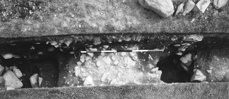 Excavation 1964-5
N gate of fort showing gate-timber, pits amd central roadway