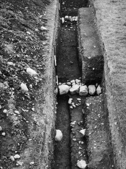 Lyne, Roman fort. Excavation photograph: section across E rampart.
