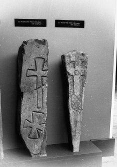 Two cross-slabs held at Whithorn Museum. (Neg 11A) OS, see also print B 82897/PO and B 82950/CS