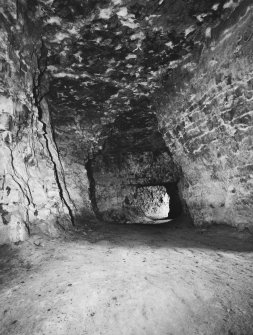 Harelawhill, limestone quarries. Interior view of drift mines.
