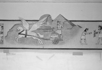 Donibristle airfield, former officers' mess, detail of section of cartoon dado frieze.