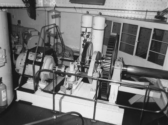 Kincardine on Forth Bridge. Engine room, detail of electric motor and drive gears for bridge rotation