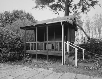 Rear of castle, garden structure (overlooking tennis courts and lawns on roof of underground headquarters), detail