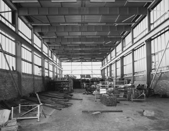 Interior. View of workshop from NW