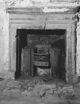 Interior - first floor, north west apartment, detail of fireplace in north wall