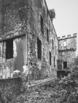 View of west wing, lower section of south wall, from south west