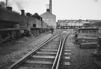 East Wemyss, Michael Colliery.
View of surface arrangement, with railway sidings and steam locomotives in foreground.