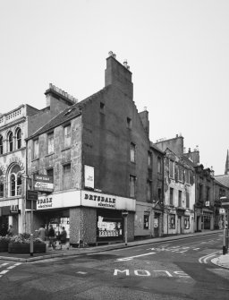 View from the East of 219 High Street and 3-7 Kirk Wynd