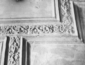 Detail of plaster ceiling in the South room, 1st floor