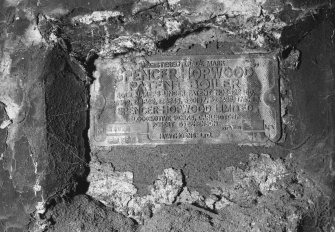 Detail of the makers name plate on boiler in circular boilerhouse, Spencer Hopwood patent boiler, made in Darlington (no date) - company was part of Robert Stephenson and Hawthorn Ltd. of Newcastle