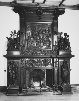 Interior, ground-floor, west wing, fireplace depicting scenes from the work of Robert Burns