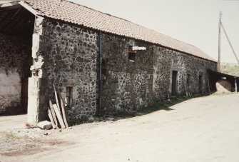View from SE of threshing and straw barn, photographed 9 May 1994