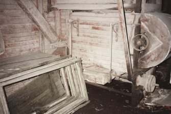 Detail of threshing machine showing fanner, photographed 9 May 1994