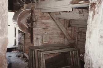 Detail of threshing machine showing main fanner, photographed 9 May 1994
