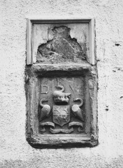 North facade, detail of heraldic plaque