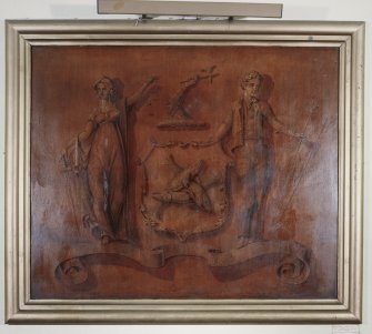 Council Chamber, south wall, detail of heraldic plaque