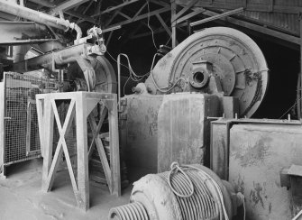 Detailed view of two ball mills, used to grind limestone down to fine powder