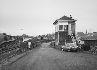 View of signal box and station from north east