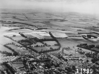 RAF WWII oblique aerial photograph from SW of Cupar and the Radio Station at Hawk Law.