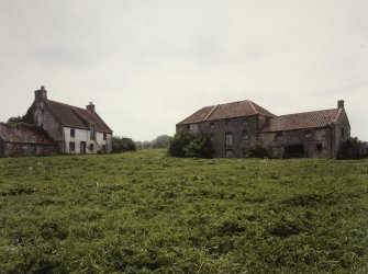 General view from north east of Denbrae Mill (right) and Miller's House  and outbuildings