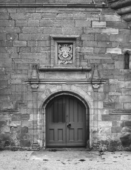 Detail of entrance with heraldic panel above, dated 1621