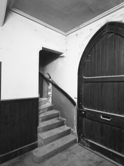 View of entrance hall at east end, from south west