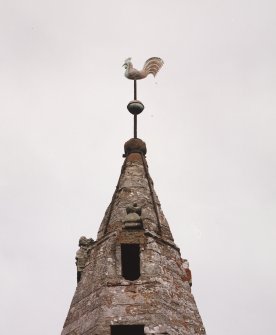 Detail of top of spire with weathercock
