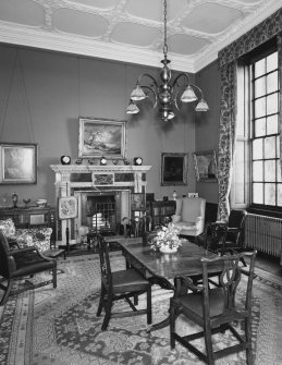Hill of Tarvit, interior. Ground floor: view of library from West