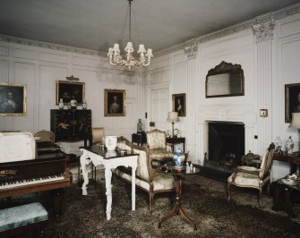 Interior. Ground floor. Dining room showing fireplace and Corinthian pilasters
