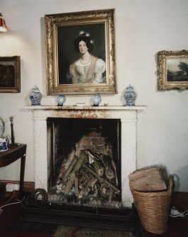 Interior. Ground floor. Hall. Detail of fireplace.