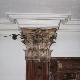 Interior. Ground floor. Hall. Detail of Corinthian door capital.