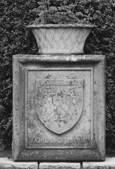 Stone heraldic Fairlie of Myres armorial panel, detail