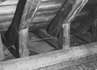 Interior - attic storey, detail of ashlar pieces at wall-head
