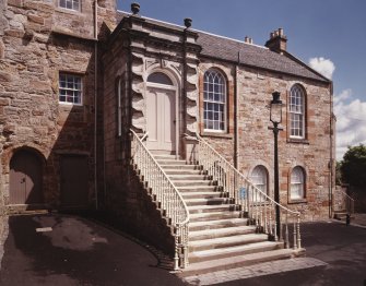 Part view from west showing Great House and 1821 addition (Town Hall)