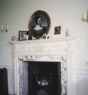 Interior. First floor. Detail of drawing room fireplace.
