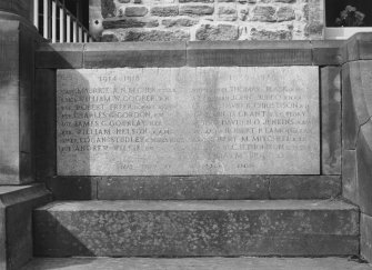 All Saints Episcopal Church.  
North East courtyard, detail of inscription on war memorial.
