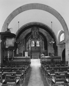 All Saints Episcopal Church, interior.  
View of crossing and chancel from West.