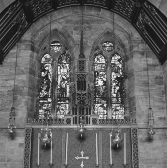 All Saints Episcopal Church, interior.  
Detail of stained glass window in East gable.