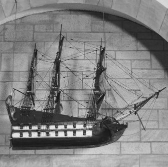 All Saints Episcopal Church, interior.  
Detail of model ship suspended from ceiling at West end of nave.