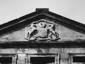 South elevation - carved armorial panel