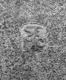 Detail of carved stone on North wall.
Insc; 'SF MC 1740'.