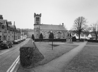 General view from SE showing square and war memorial