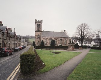 General view from SE showing square and war memorial