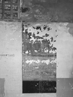 Interior.
Detail showing remains of wall-mounted board for plotting details of Mosquito and Beaufighter sorties.