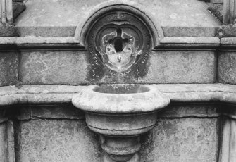Detail of drinking fountain insc:' Ho Every One That Thirsteth Come Ye To The Waters'.