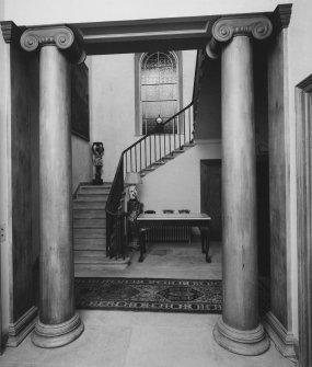 Interior.
View of staircase from West.