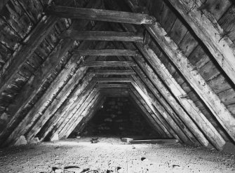 Interior.
View of roof beams from North.